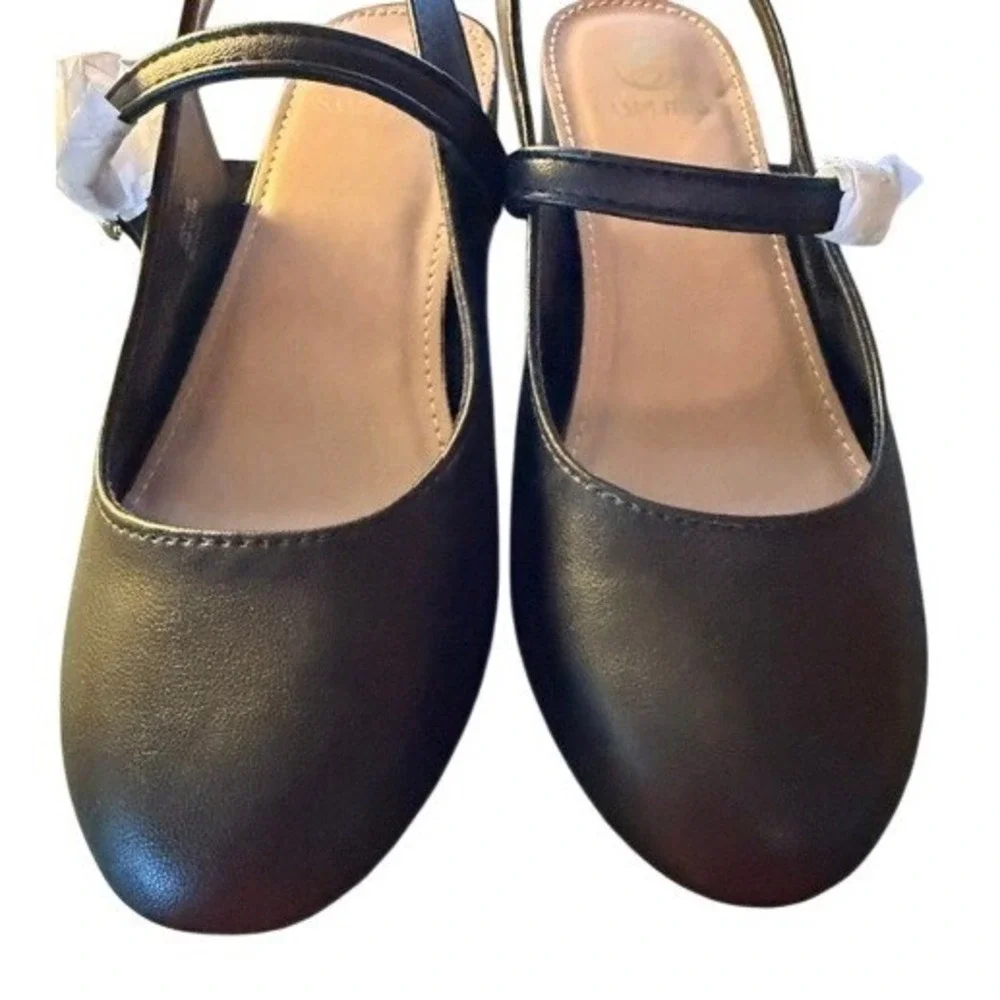 Sam & Libby Girls Black Mary Jane Slingback Block Heel Dress Shoes Size 3 SAL051